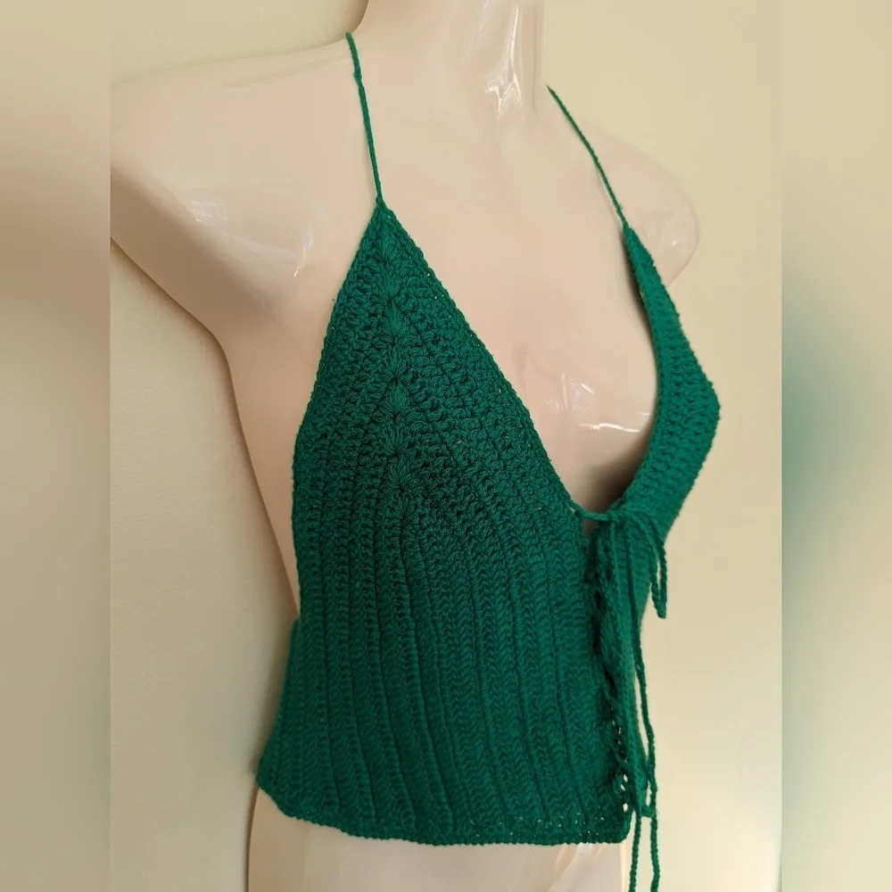 Bardot Green lia knit top medium - Picture 6 of 15